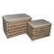 Cheungs 4935-2 Rectangular Wood Slat Storage Bench with Metal Accent &#x26; Cushioned Lid - Set of 2